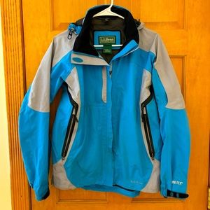L.L. Bean Gortex Blue & Grey Rain Jacket - Size Small